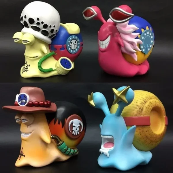 11-12cm New Anime One piece Den Den Mushi Ace Luffy Law Doflamingo Action Figure Telephone Snail Worm PVC Collection Boys Gift