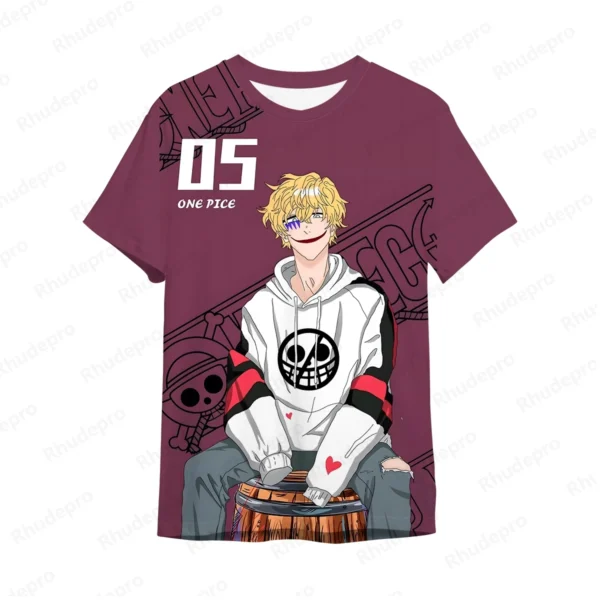 2024 Men's Anime One Piece Monkey D. Luffy Roronoa Zoro 3D Printing T-shirt