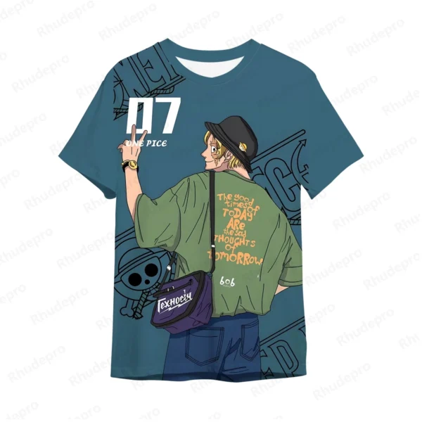 2024 Men's Anime One Piece Monkey D. Luffy Roronoa Zoro 3D Printing T-shirt
