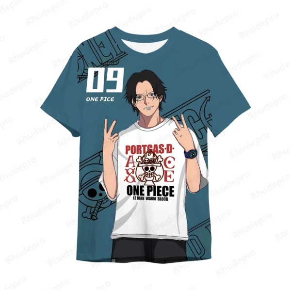 2024 Men's Anime One Piece Monkey D. Luffy Roronoa Zoro 3D Printing T-shirt