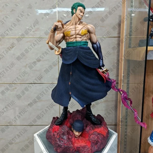 50cm One Piece Gk Zoro The Sword Bearer Standing Zoro Five-Headed Eagle Interchangeable Statue Model Ornaments Figure Toys Gift