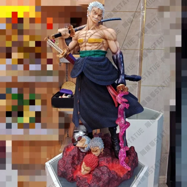 50cm One Piece Gk Zoro The Sword Bearer Standing Zoro Five-Headed Eagle Interchangeable Statue Model Ornaments Figure Toys Gift