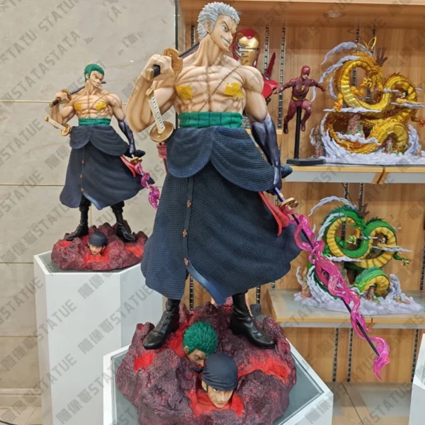 50cm One Piece Gk Zoro The Sword Bearer Standing Zoro Five-Headed Eagle Interchangeable Statue Model Ornaments Figure Toys Gift