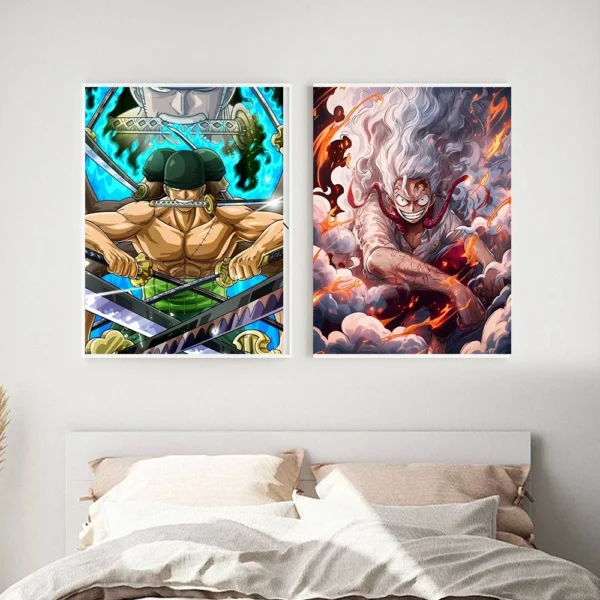 Aesthetic ONE PIECE Anime Nika Monkey D. Luffy Poster Print HD Picture Canvas Decorative Painting Wall Art Living Room Canvas
