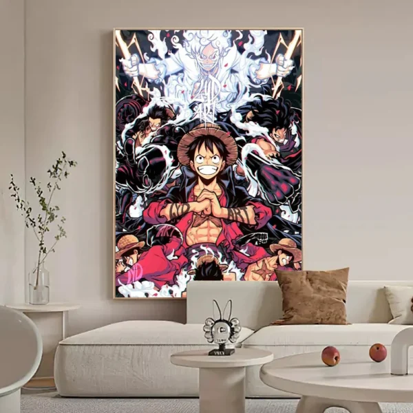 Aesthetic ONE PIECE Anime Nika Monkey D. Luffy Poster Print HD Picture Canvas Decorative Painting Wall Art Living Room Canvas