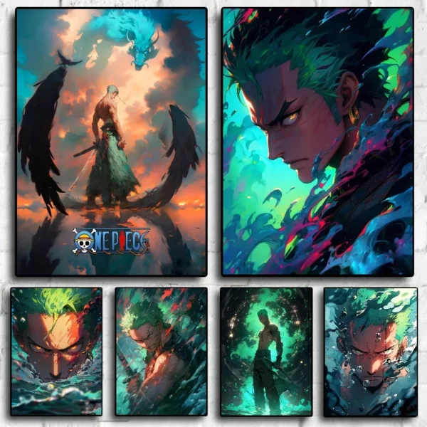 Aesthetic ONE PIECE Anime Roronoa Zoro Poster Print HD Picture Canvas Decorative Painting Wall Art Living Room Canvas