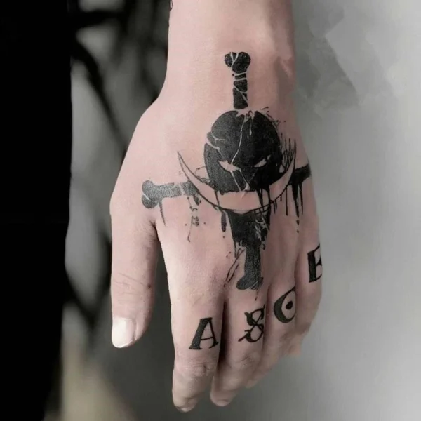 Anime ONE PIECE Waterproof Tattoos Stickers Luffy Lasting Finger Tattoo Stickers Cosplay Ace English Letter ASCE Arm Fake Tattoo