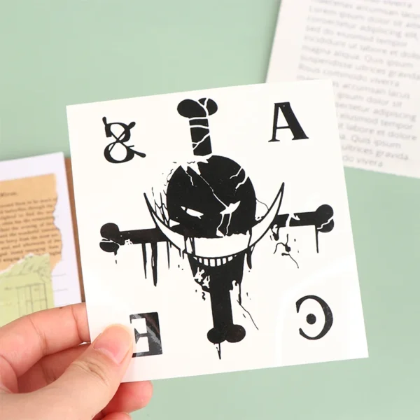 Anime ONE PIECE Waterproof Tattoos Stickers Luffy Lasting Finger Tattoo Stickers Cosplay Ace English Letter ASCE Arm Fake Tattoo