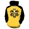 Anime One Piece 3D Hoodie Sweatshirts Trafalgar Law Pirates Of Heart