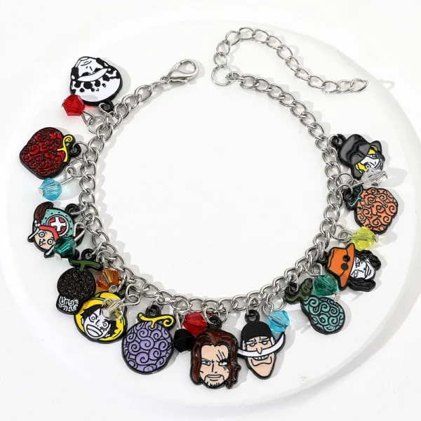 Anime One Piece Bracelets for Women Girls Fans Pirate Flag Logo Devil Fruit Enamel Pendant Charm Cosplay Accessories Gifts