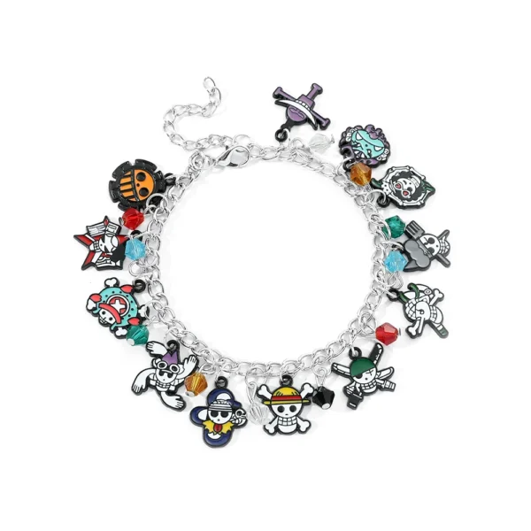 Anime One Piece Bracelets for Women Girls Fans Pirate Flag Logo Devil Fruit Enamel Pendant Charm Cosplay Accessories Gifts