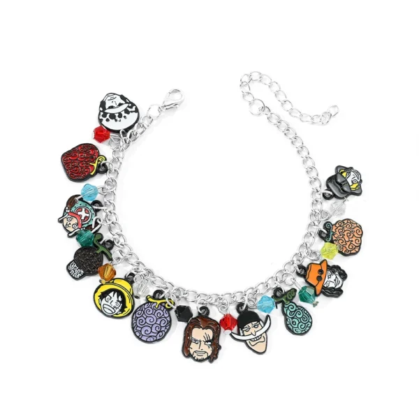 Anime One Piece Bracelets for Women Girls Fans Pirate Flag Logo Devil Fruit Enamel Pendant Charm Cosplay Accessories Gifts
