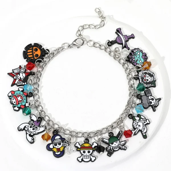 Anime One Piece Bracelets for Women Girls Fans Pirate Flag Logo Devil Fruit Enamel Pendant Charm Cosplay Accessories Gifts