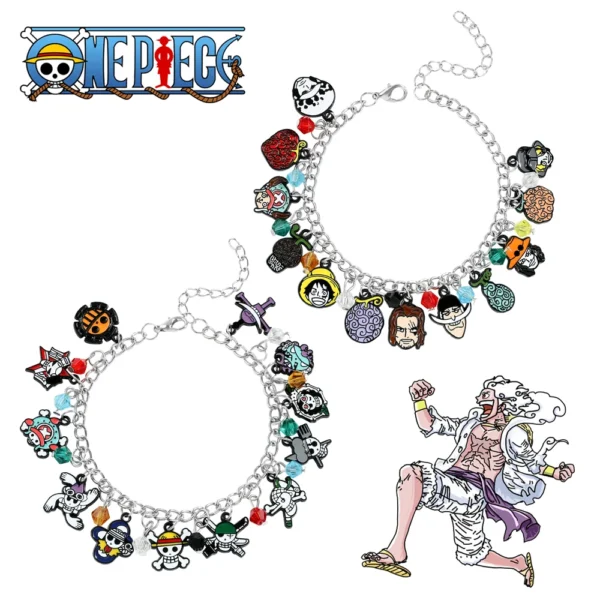 Anime One Piece Charms Bracelets Luffy Shanks Chopper Edward Newgate Cute Cartoon Pendant Hand Chains for Women Fashion Bangles