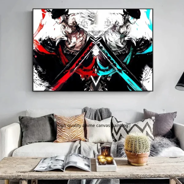 Anime One Piece Luffy Roronoa Zoro Poster Decor Canvas Painting Bar Home Bedroom Wall Aesthetic Art Wall Decoration Gift