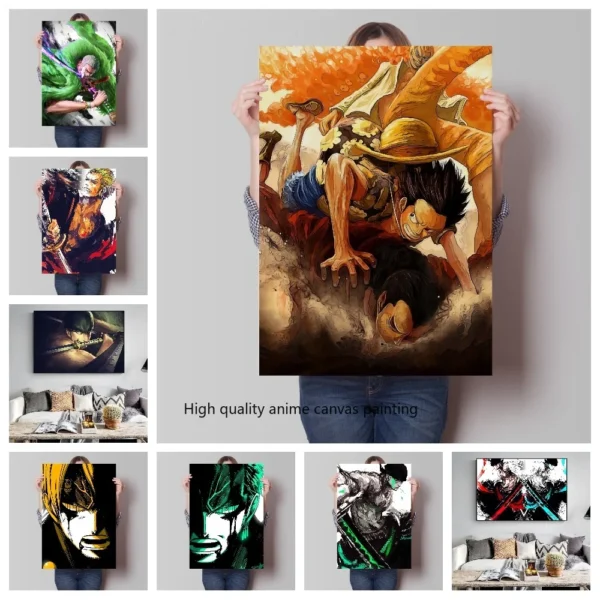 Anime One Piece Luffy Roronoa Zoro Poster Decor Canvas Painting Bar Home Bedroom Wall Aesthetic Art Wall Decoration Gift