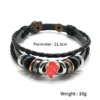 Anime One Piece Pirate Bracelet Cartoon Action Doll Lufei Straw Hat Punk Black Leather Woven Bracelet Toy Birthday Gift