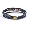 Anime One-piece Bracelet Men's Action Figure Luffy Skull Straight Hat Punk Black Leather Woven Brass Cosplay Accessories Gifts