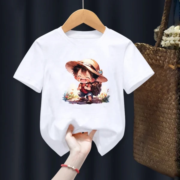 Cartoon Anime One Piece Printed Children T-Shirt Kid Girl Boy Fashion Y2K