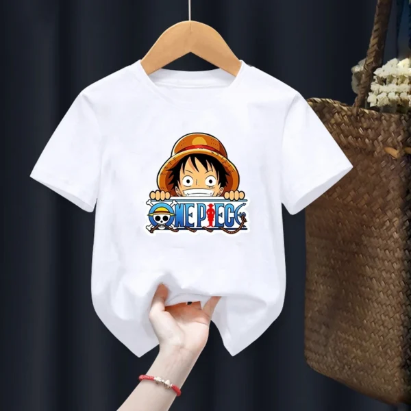 Cartoon Anime One Piece Printed Children T-Shirt Kid Girl Boy Fashion Y2K