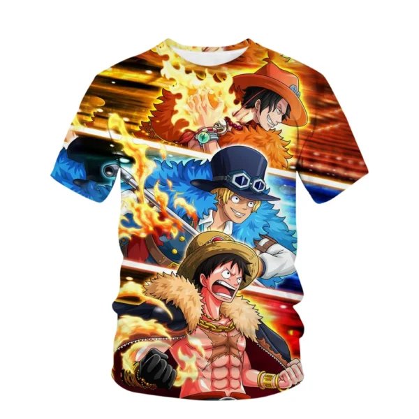 Children's One Piece Cartoon Luffy Boys' Printed Children's Girls' Harajuku T-shirt Summer Children's Short Sleeved 3D T-shirt
