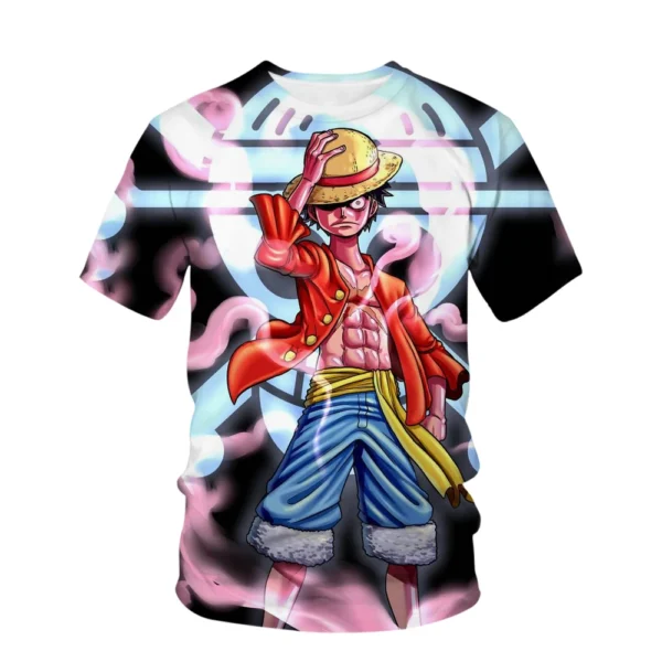 Children's One Piece Cartoon Luffy Boys' Printed Children's Girls' Harajuku T-shirt Summer Children's Short Sleeved 3D T-shirt
