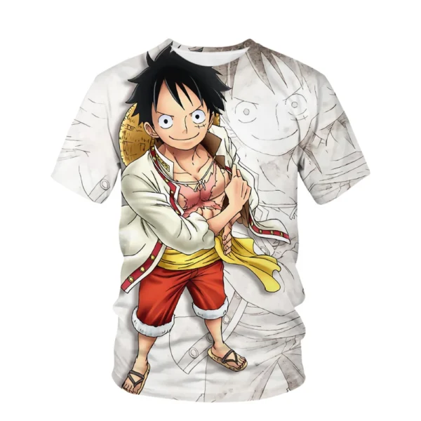 Children's One Piece Cartoon Luffy Boys' Printed Children's Girls' Harajuku T-shirt Summer Children's Short Sleeved 3D T-shirt