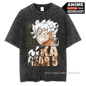 GEAR 5 NIKA Luffy T Shirt Anime ONE PIECE Graphic T-shirt Unisex Streetwear Cotton Vintage Oversized Casual Short Sleeve Tees
