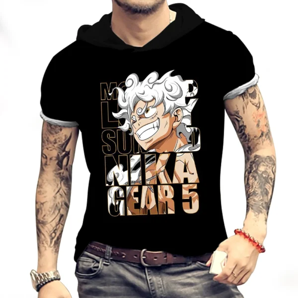 High Quality Men's Hooded T-Shirt T-shirts One Piece Harajuku Style Trend Clothing Piece Oversized Fashion 2024 Y2k T-Shirt 3XL