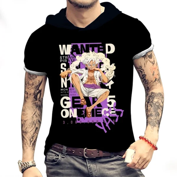 High Quality Men's Hooded T-Shirt T-shirts One Piece Harajuku Style Trend Clothing Piece Oversized Fashion 2024 Y2k T-Shirt 3XL