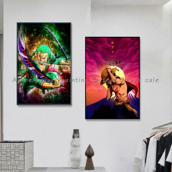 Japan Bandai Retro Anime Surrounding One Piece Luffy Art Canvas Painting Posters Print Mural Home Wall Aesthetic Room Decor