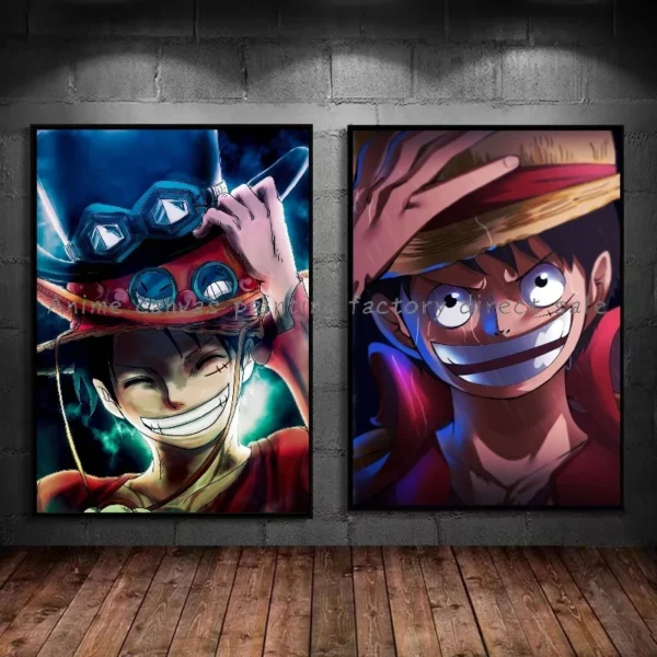 Japan Bandai Retro Anime Surrounding One Piece Luffy Art Canvas Painting Posters Print Mural Home Wall Aesthetic Room Decor