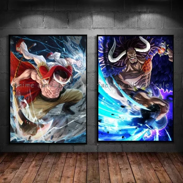 Japanese Anime One Piece Poster Character Whitebeard Canvas Painting Home Decoration Wall Art Painting Decorative Mural Gift