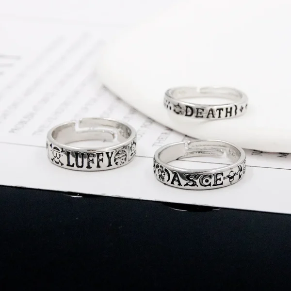 Anime One Piece Figure Rings | Adjustable Law, Luffy & Ace Cosplay Toys | Collectibles & Gifts