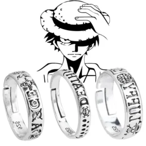 Anime One Piece Figure Rings | Adjustable Law, Luffy & Ace Cosplay Toys | Collectibles & Gifts
