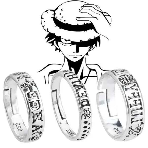 Anime One Piece Figure Rings | Adjustable Law, Luffy & Ace Cosplay Toys | Collectibles & Gifts