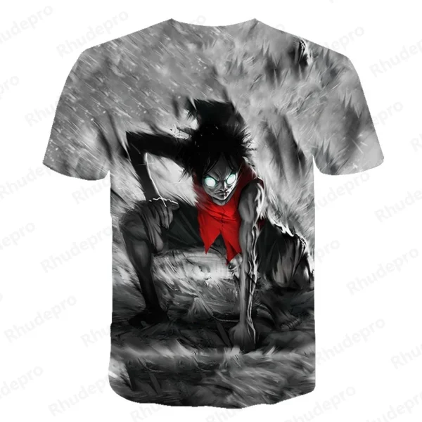 New One Piece 3D T-Shirt Luffy Straw Hat Japanese Anime Funny Men Women O-Neck Black Short Sleeve Breathable Causal Clothing
