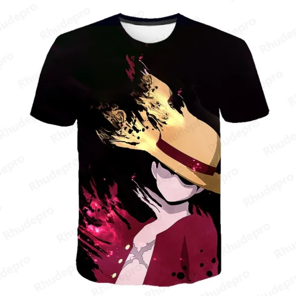 New One Piece 3D T-Shirt Luffy Straw Hat Japanese Anime Funny Men Women O-Neck Black Short Sleeve Breathable Causal Clothing