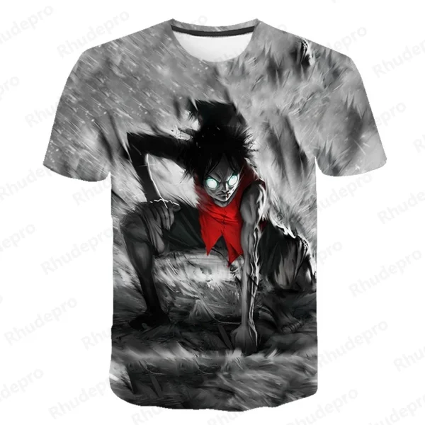 New One Piece 3D T-Shirt Luffy Straw Hat Japanese Anime Funny Men Women O-Neck Black Short Sleeve Breathable Causal Clothing