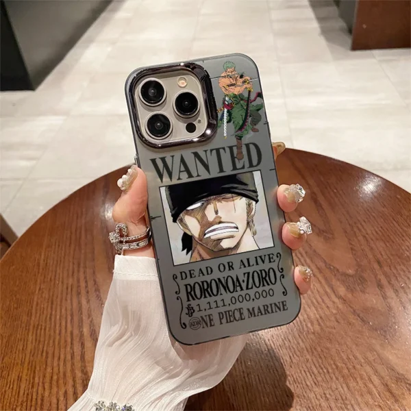 One Piece Anime Roronoa Zoro Electroplating Logo Shockproof Case For iPhone 15 14 Plus 13 12 11 Pro X Xs Max Cover WK364