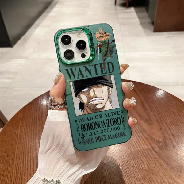 One Piece Anime Roronoa Zoro Electroplating Logo Shockproof Case For iPhone 15 14 Plus 13 12 11 Pro X Xs Max Cover WK364