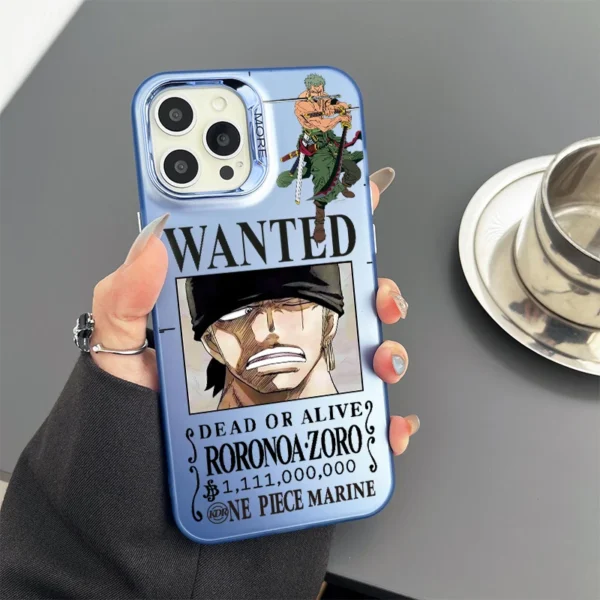 One Piece Anime Roronoa Zoro Electroplating Logo Shockproof Case For iPhone 15 14 Plus 13 12 11 Pro X Xs Max Cover WK364