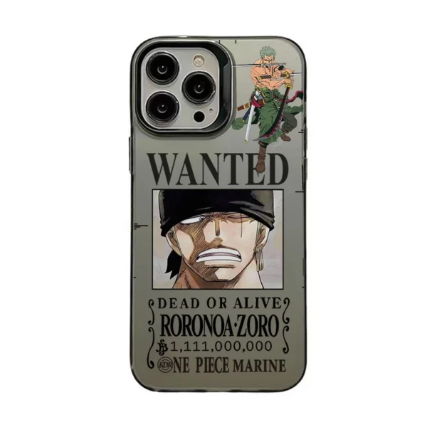 One Piece Anime Roronoa Zoro Electroplating Logo Shockproof Case For iPhone 15 14 Plus 13 12 11 Pro X Xs Max Cover WK364