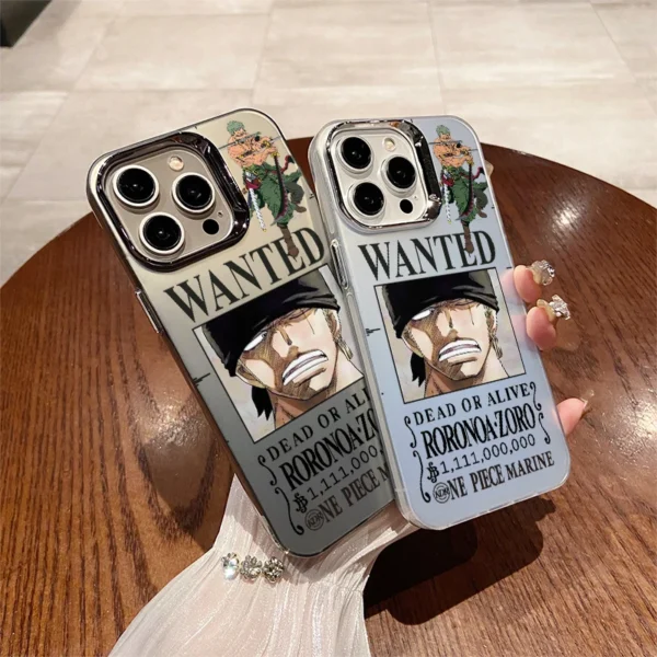 One Piece Anime Roronoa Zoro Electroplating Logo Shockproof Case For iPhone 15 14 Plus 13 12 11 Pro X Xs Max Cover WK364