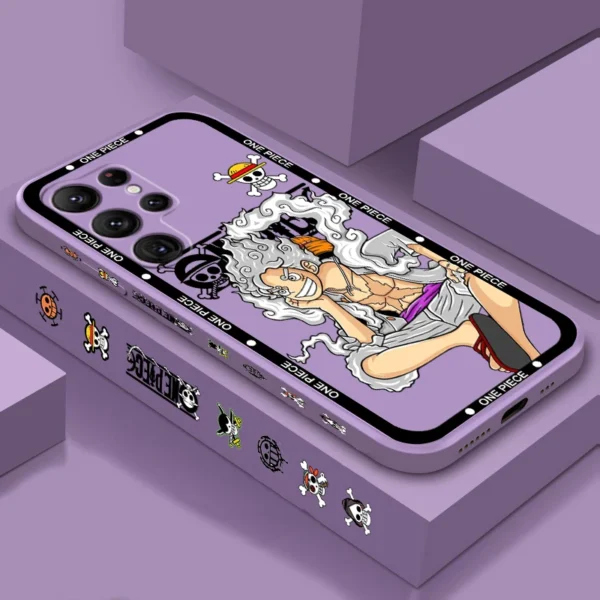 One Piece Luffy Cartoon Liquid Left Rope For Samsung Galaxy S24 S23 S22 S21 S20 FE S10 Ultra Plus Lite 5G Cover Phone Case