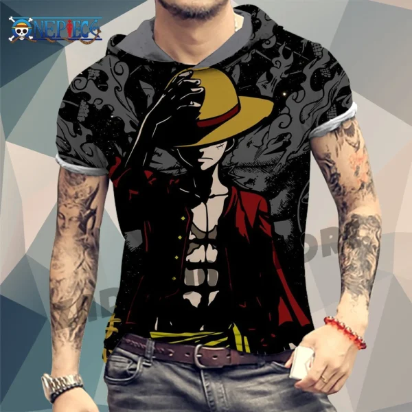 One Piece Men Clothing Men's Hooded T-Shirt Fashion 2024 Hip Hop Anime Streetwear Piece Monkey D Luffy Oversized New Y2k 3XL