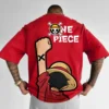 Oversized Summer One Piece Luffy Zoro Anime Personality Print Heavyweight T-Shirt Handsome Cartoon Men's and Women's T-Shirt