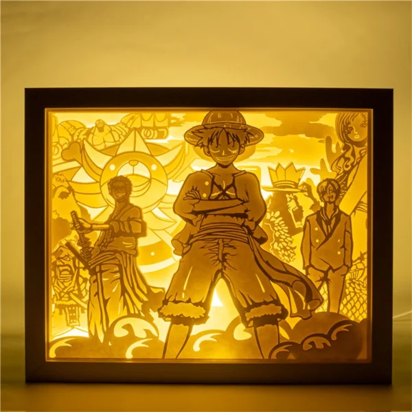 One Piece night lights around Luffy Valentine's Day birthday gift