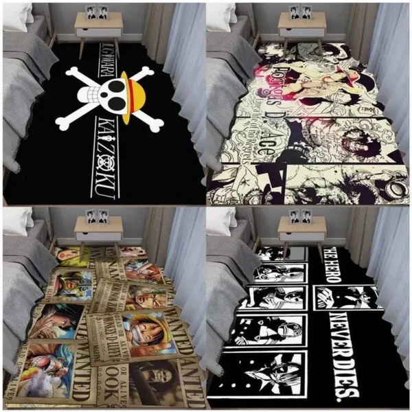 Anime Cartoon One Piece Luffy Zoro Carpet Bedroom Bedside Cartoon Non-slip Soft Comfortable Floor Mat Cute Blanket Decor