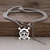 Stainless Steel Bracelets Anime Straw Hat Skull Face Fashion Double Chain Hip Hop Goth Bracelet For Women Jewelry Gift One Piece